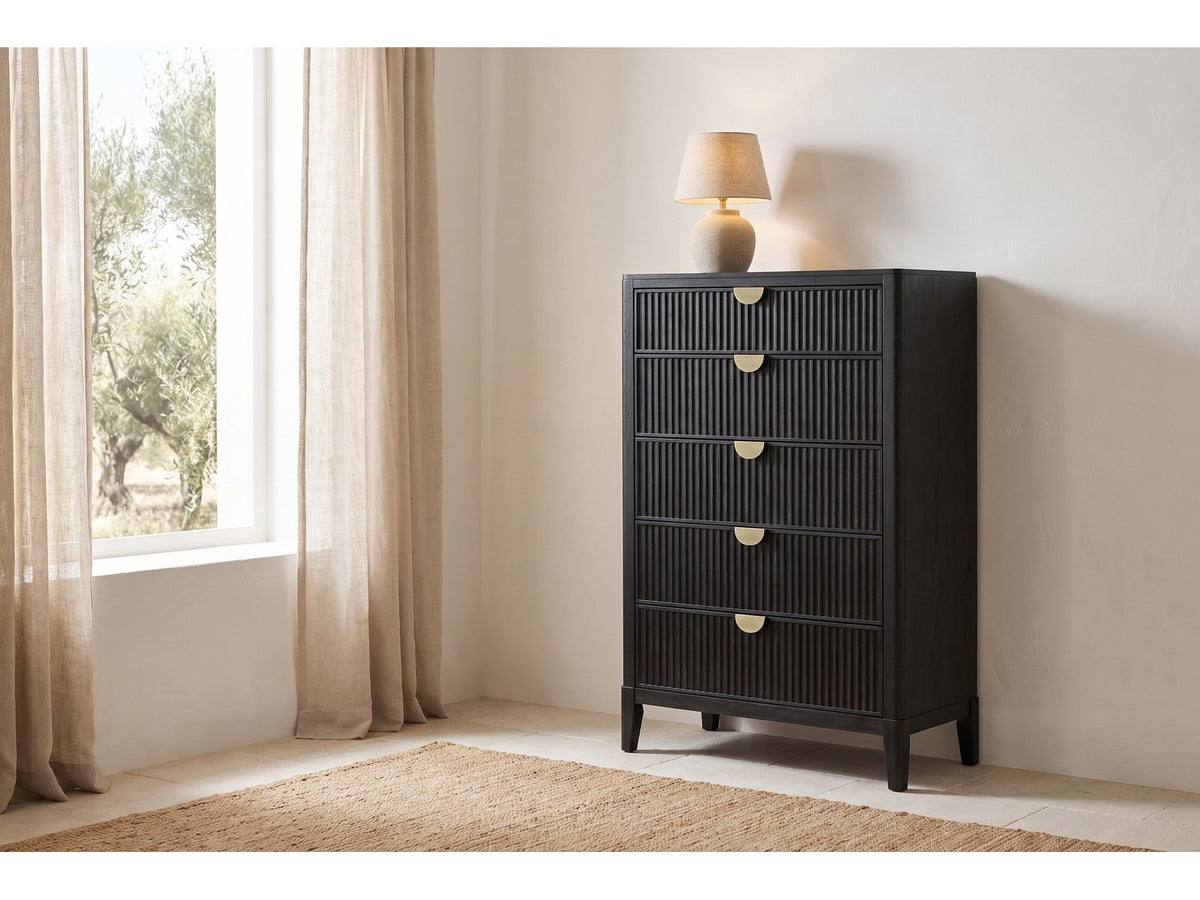 Jesi Black Fluted Oak Bedroom Set: chest