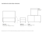 Jesi Black Fluted Oak Bedroom Set: Dimensions