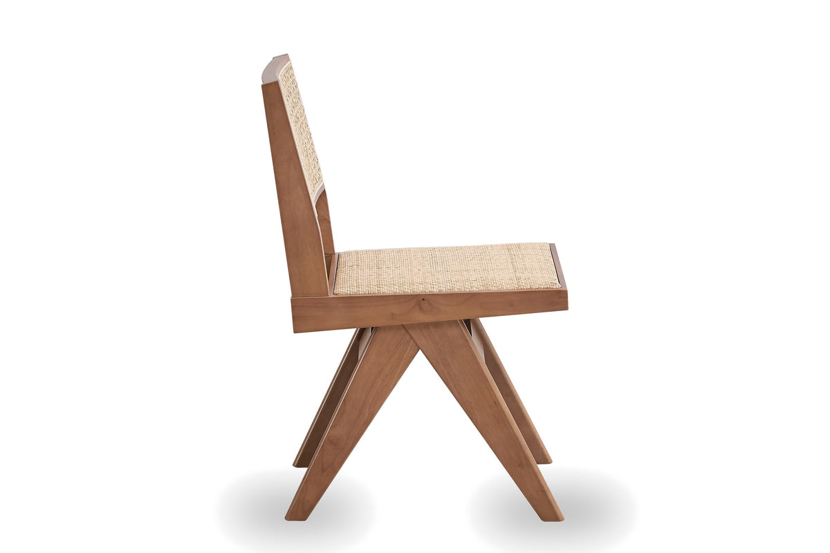 Joppolo Cane-Back Rubberwood Dining Chair (Set of 2), side view