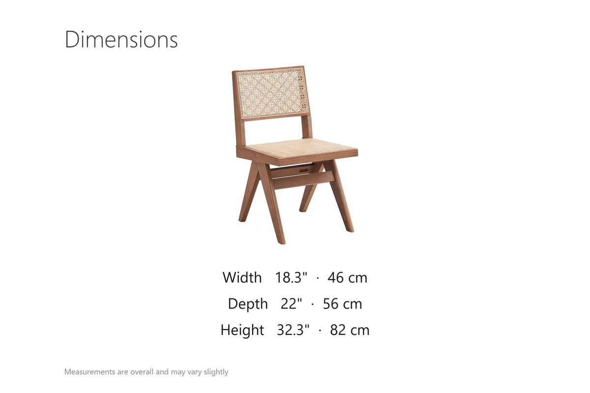 Joppolo Cane-Back Rubberwood Dining Chair (Set of 2) dimensions