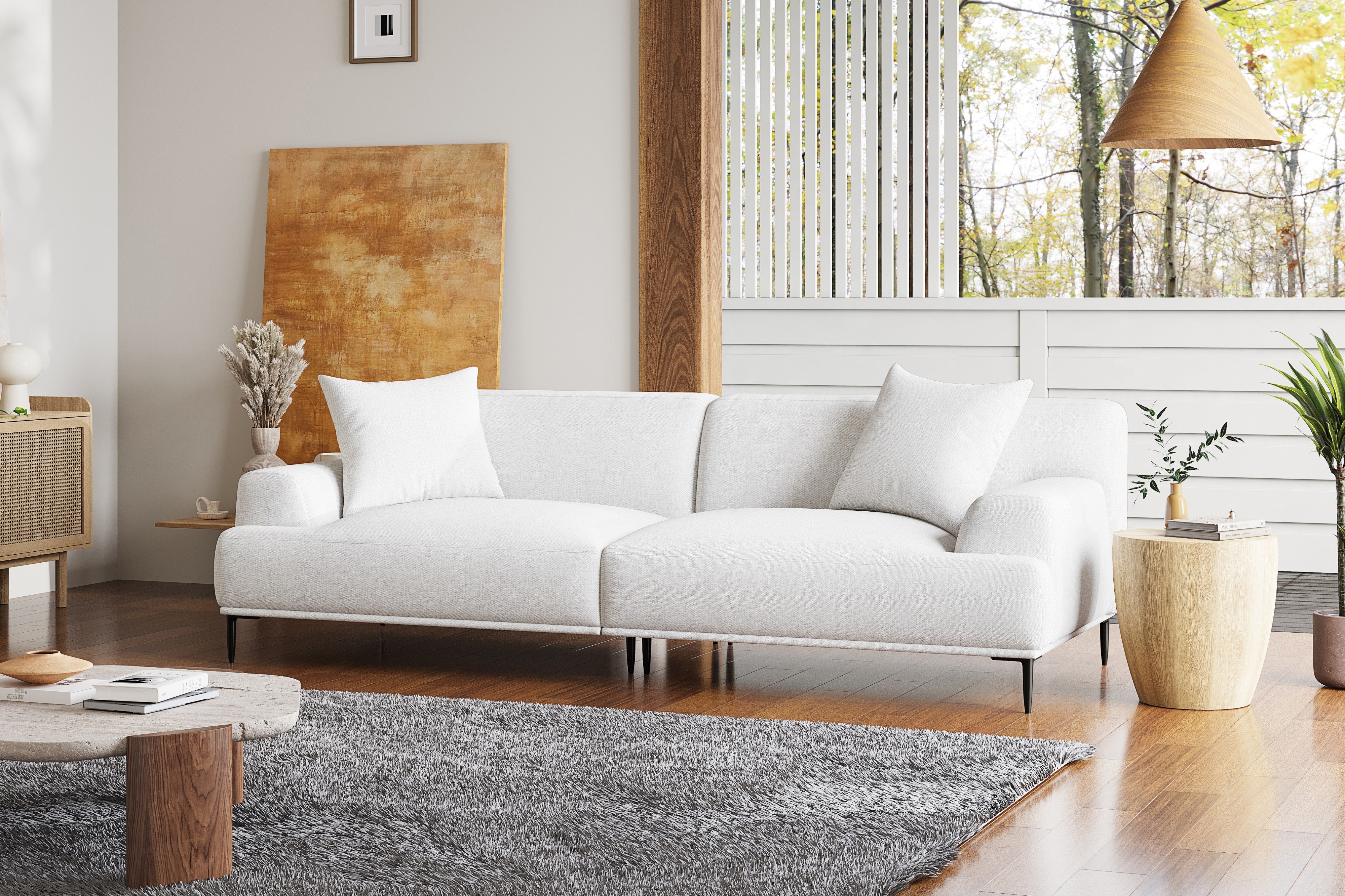Valencia Kotor Modern Fabric Sofa White