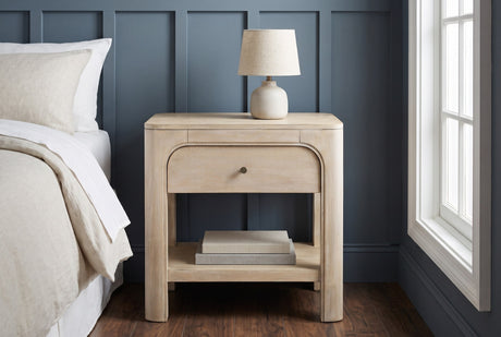 Laconi Weathered Mango Arched 1-Drawer Nightstand