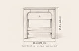 Laconi nightstand dimensions: 27.5 in wide, 25.5 in high, 18 in deep