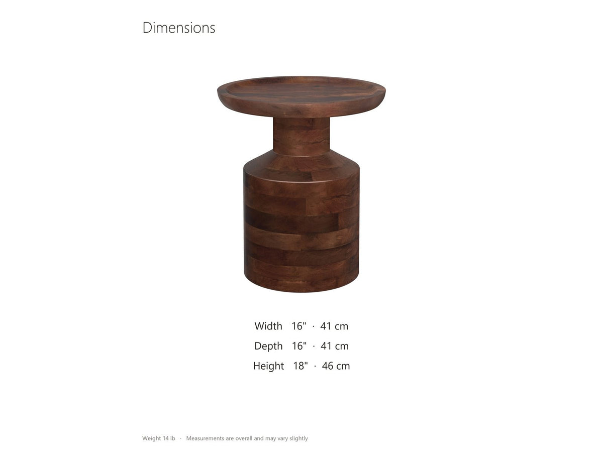 Lagonegro Solid Mango Pedestal Side Table dimensions: 16.0 in wide, 16.0 in deep, 18.0 in high