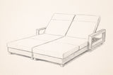 Pencil sketch of the Lampedusa double chaise lounge, three-quarter view