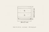 Lanusei nightstand dimensions: 28 in wide, 26.25 in high, 18 in deep