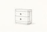 Pencil sketch of the Lanusei nightstand, drawn from the same three-quarter view