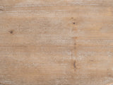 Close-up of the Latiano Fir and Scrolled Iron Three-Tier Console Table: the washed natural grain of the fir top