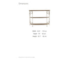 Latiano Fir and Scrolled Iron Three-Tier Console Table dimensions: 43.4 in wide, 14.0 in deep, 32.1 in high