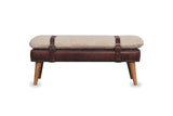 Lattarico 35-Inch Boucle and Leather Strapped Bench, front view