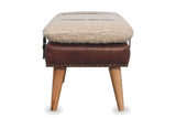 Lattarico 35-Inch Boucle and Leather Strapped Bench, side view