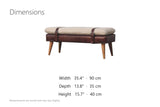 Lattarico 35-Inch Boucle and Leather Strapped Bench dimensions