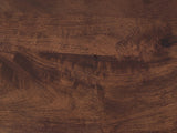Close-up of the Laurenzana Dark Brown Mango Nesting Side Tables, Set of 2: the dark brown mango grain of the top