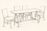 Pencil sketch of the Lavello dining set, drawn from the same three-quarter view