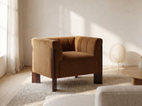 Lecce Channel Velvet Armchair in a furnished room