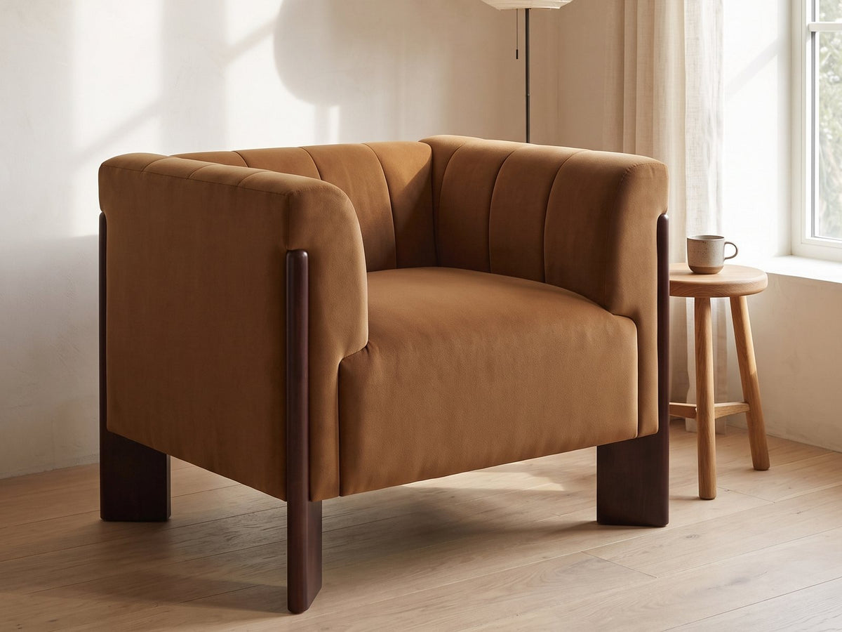 Lecce Channel Velvet Armchair seen from another angle