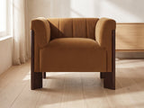 Lecce Channel Velvet Armchair in a bright interior