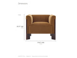 Lecce Channel Velvet Armchair dimensions: 35.43 in wide, 29.53 in deep, 28.35 in high