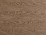 Close-up of the Legnago 40-Inch Latte Elm 5-Drawer Chest: the cathedral grain of the latte elm veneer top