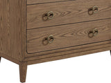 Close-up of the Legnago 40-Inch Latte Elm 5-Drawer Chest: base