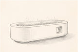 Pencil sketch of the Licata fire pit table, drawn from the same three-quarter view