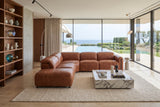 Octavia Distressed Italian Aniline Leather Reclining Corner Sectional Sofa