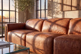 Octavia Distressed Italian Aniline Leather Reclining Corner Sectional Sofa