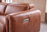 Octavia Distressed Italian Aniline Leather Reclining Corner Sectional Sofa