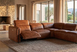Octavia Distressed Italian Aniline Leather Reclining Corner Sectional Sofa