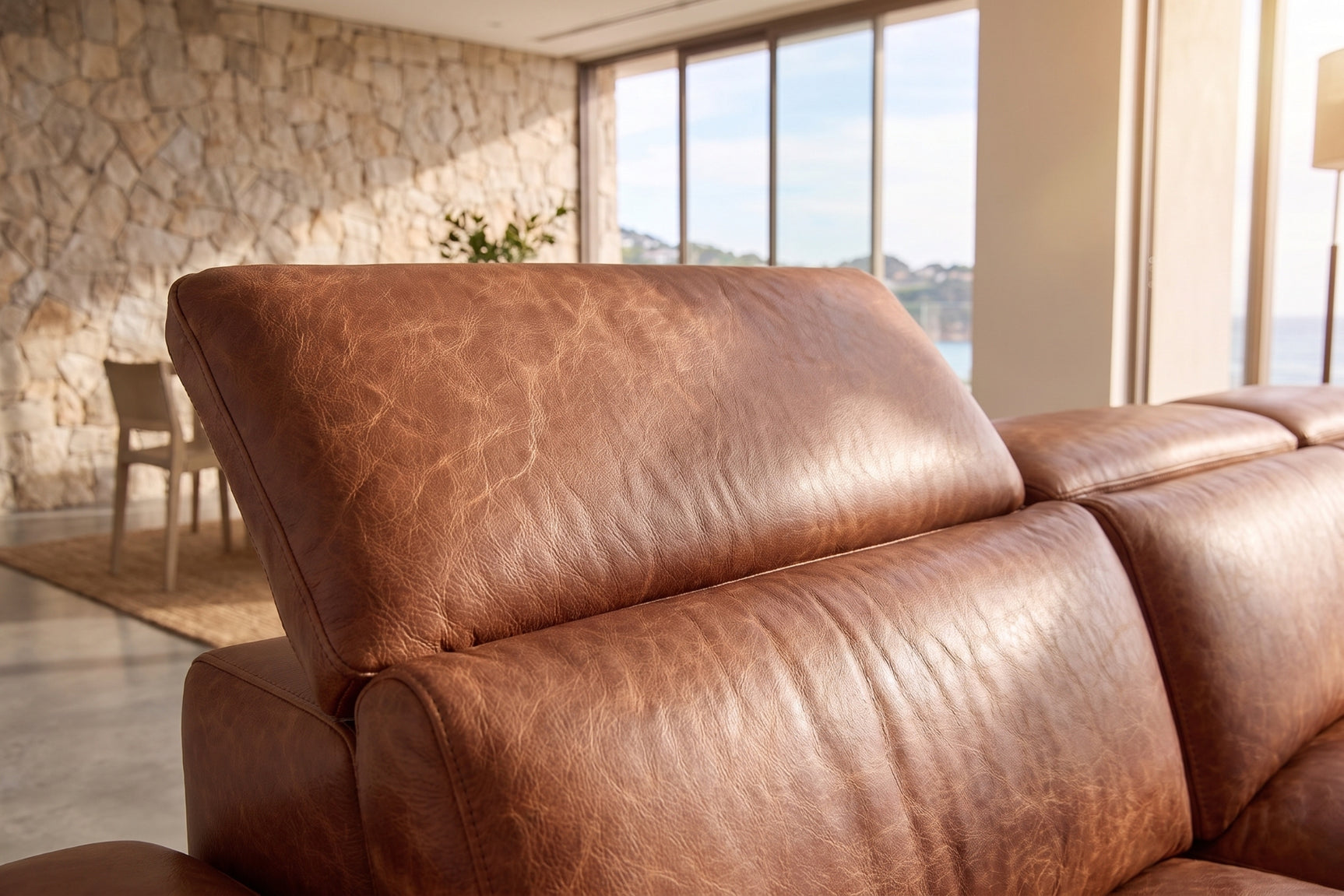Valencia Pista Distressed Leather Reclining Sofa