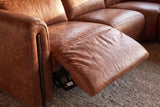 Octavia Distressed Italian Aniline Leather Reclining Corner Sectional Sofa