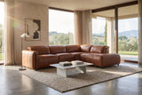 Octavia Distressed Italian Aniline Leather Reclining Corner Sectional Sofa