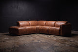 Octavia Distressed Italian Aniline Leather Reclining Corner Sectional Sofa