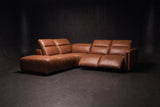 Octavia Distressed Italian Aniline Leather Reclining Corner Sectional Sofa