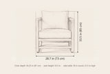 Linosa lounge chair dimensions: 28.7 in wide and 33.5 in high, with the chair depth and side table size below