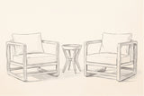 Pencil sketch of the Linosa lounge chairs and side table