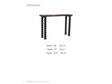 Lizzano Black Mango Wood Bobbin Console Table dimensions: 48.0 in wide, 14.0 in deep, 32.8 in high