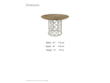 Locri 47-Inch Round Fir Lattice Pedestal Dining Table dimensions: 47 in across and 31 in high