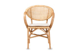 Longobardi Oval-Back Natural Rattan Dining Chair, front view