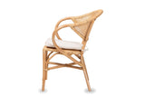 Longobardi Oval-Back Natural Rattan Dining Chair, side view