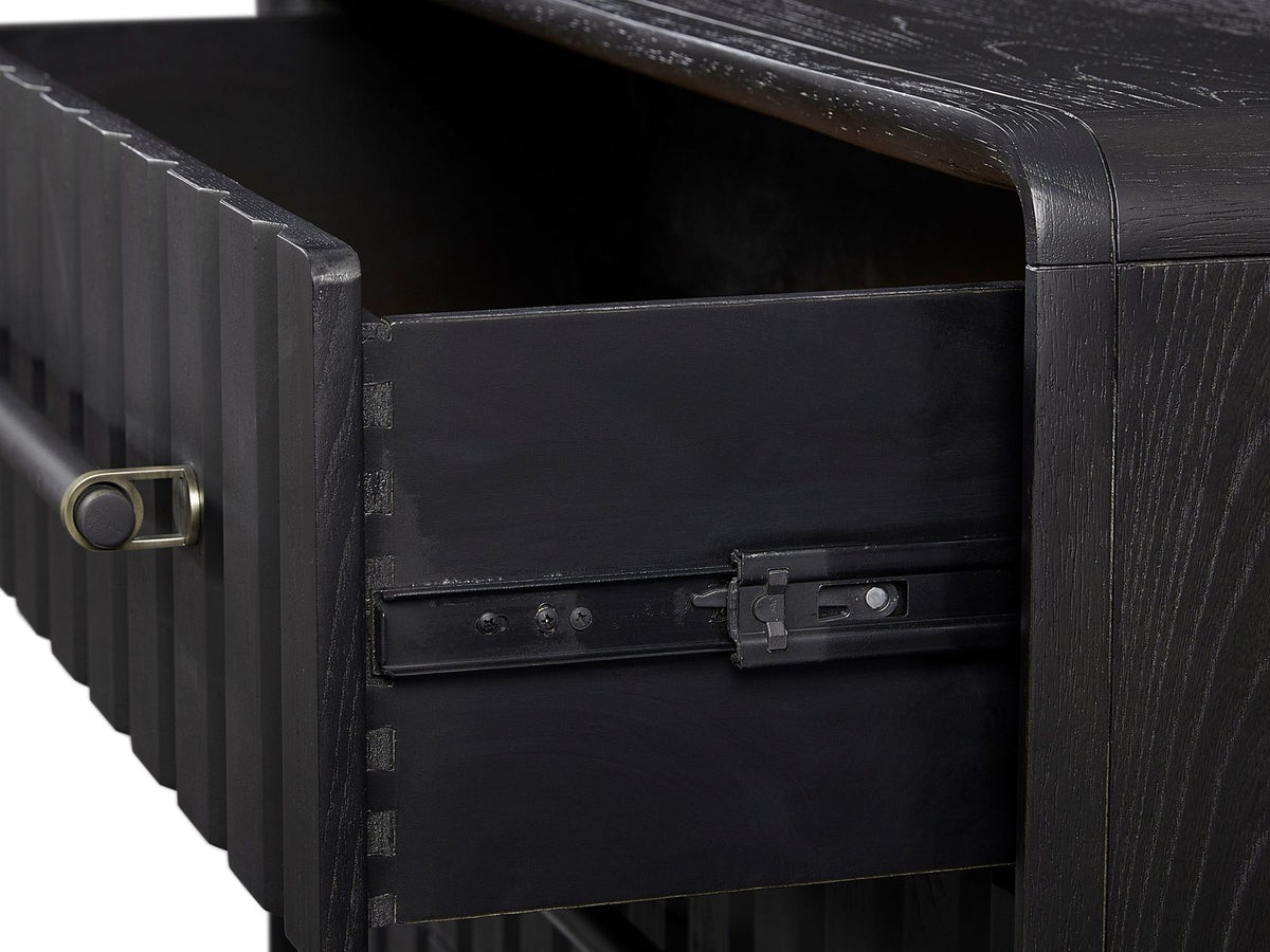 Close-up of the Lonigo 38-Inch Peppercorn 3-Drawer Chest: drawer