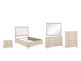 Loreto Washed Oak Upholstered Bedroom Set: What's included, 5-piece