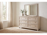 Loreto Washed Oak Upholstered Bedroom Set: dresser with its mirror