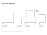 Loreto Washed Oak Upholstered Bedroom Set: Dimensions