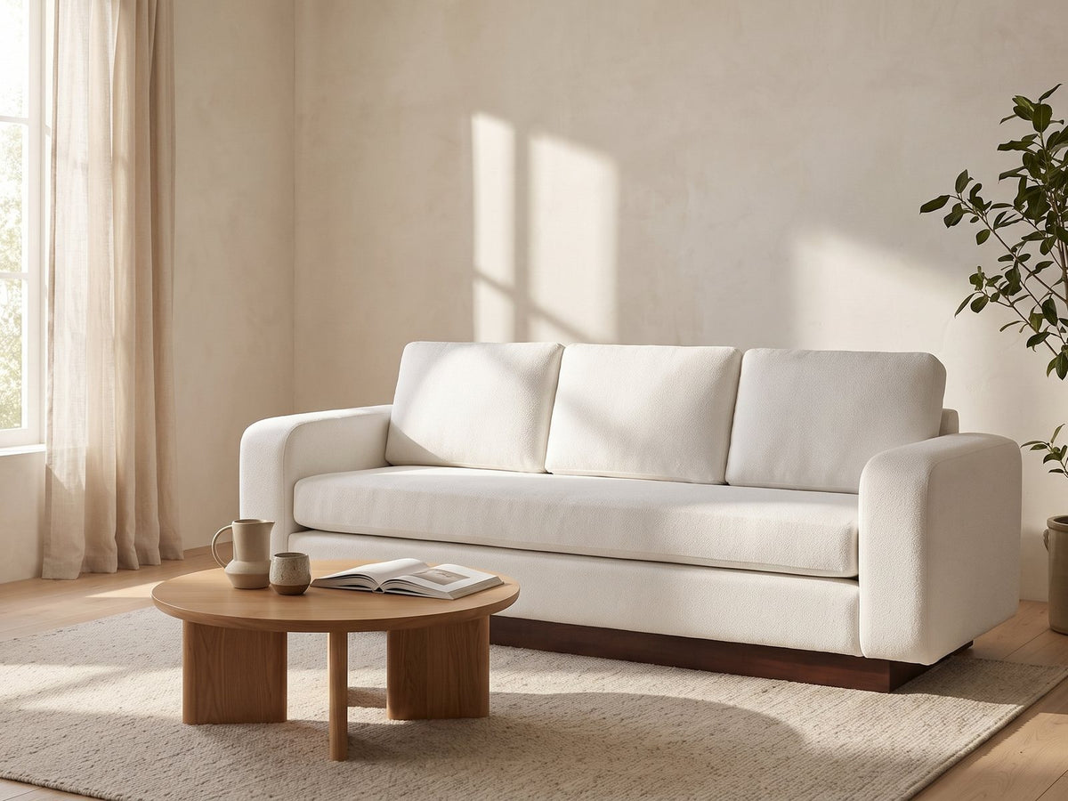 Lucca Plinth-Base Sofa in a furnished room