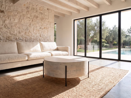Lucignano Whitewashed Mango Drum Coffee Table