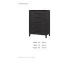Lusiana 35-Inch Peppercorn Black 5-Drawer Chest dimensions: 35.0 in wide, 19.0 in deep, 50.0 in high