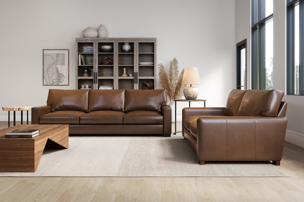 Valencia Luton Leather Sofa, Loveseat, Lipari Chocolate