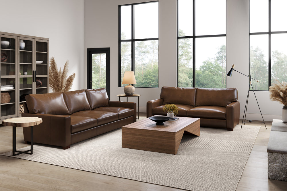 Valencia Luton Leather Sofa, Loveseat, Lipari Chocolate