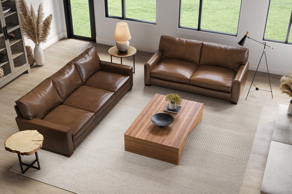 Valencia Luton Leather Sofa, Loveseat, Lipari Chocolate